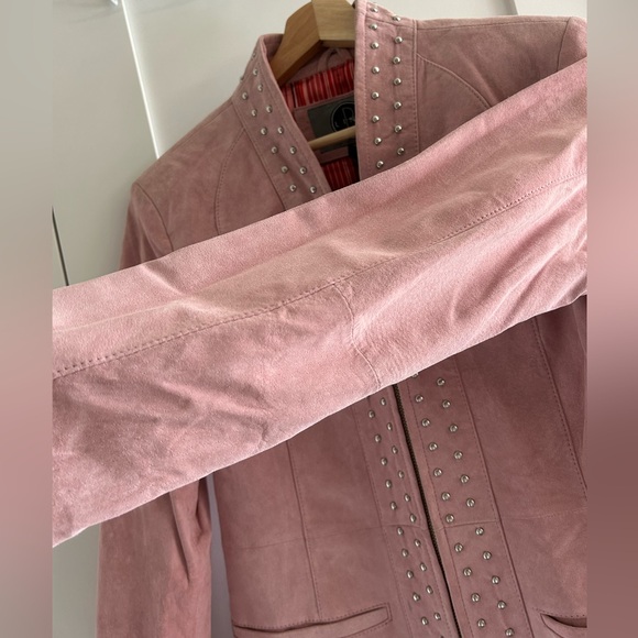 Line Pink Suede Leather Jacket - Picture 9 of 12